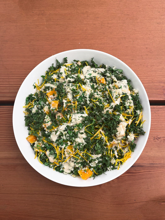 Butternut squash, kale, tahini and orange winter salad