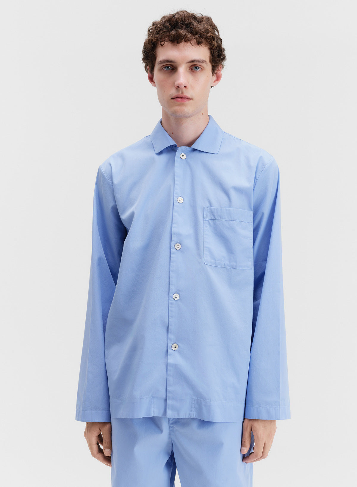 Overhemd met lange mouwen, korenbloemblauw - Tekla