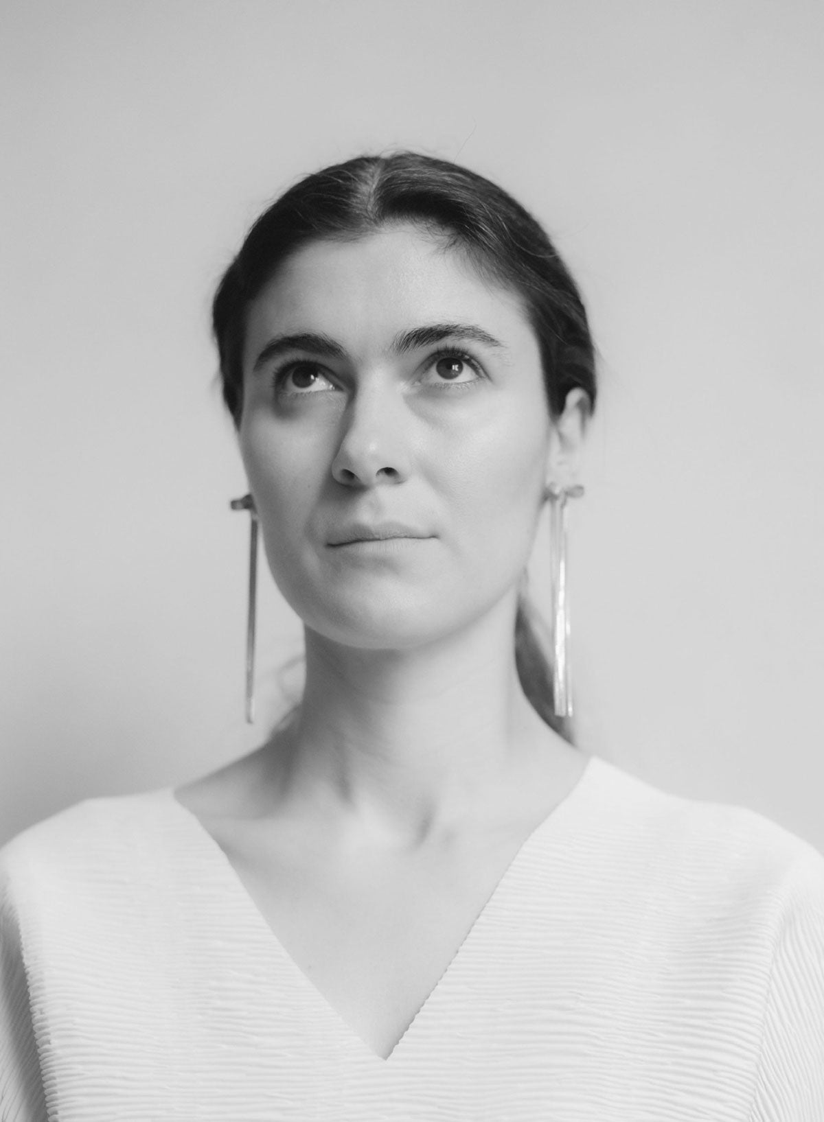 Earrings, Ribbon-bon Silver, Long - Martine Viergever