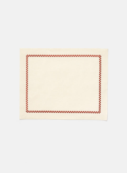 Ricamo Placemat, White/Bordeaux - Chiarastella Cattana