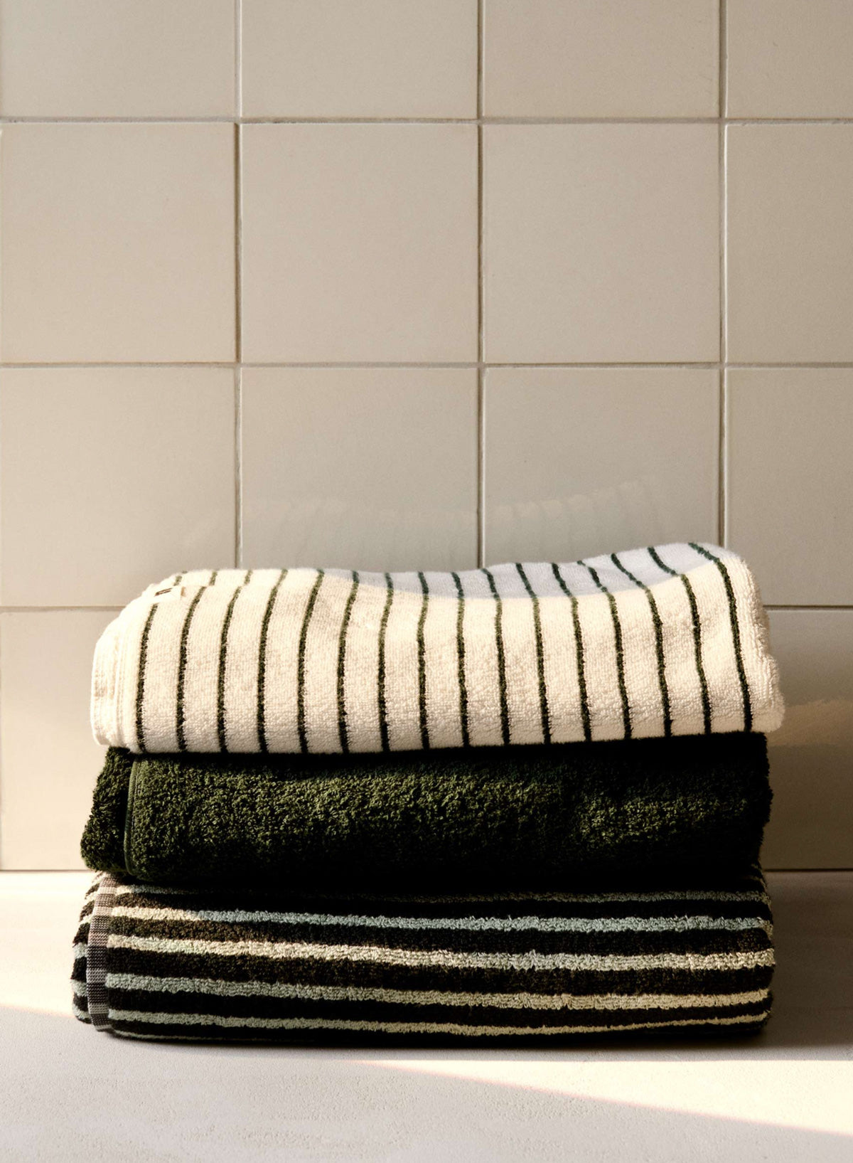 Bath Towel, Teal Green Stripes - Tekla