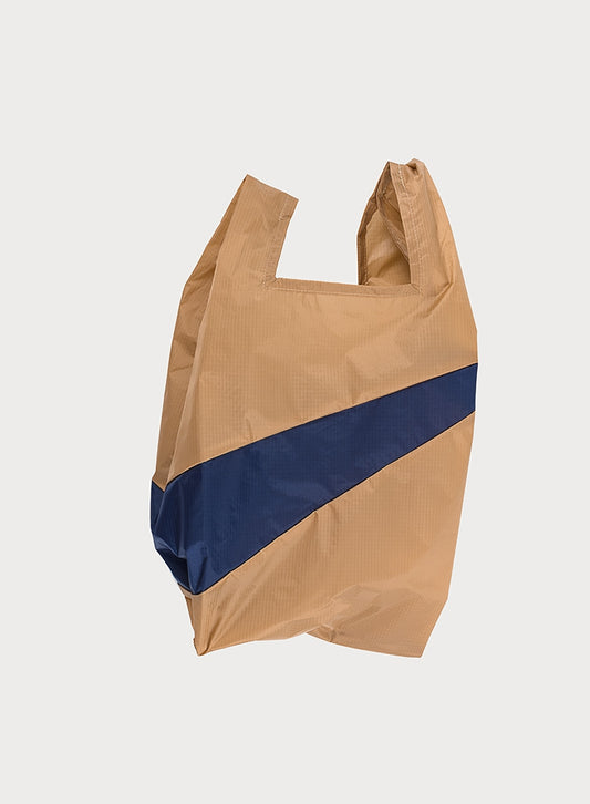 The New Shopping Bag Camel & Navy Medium
