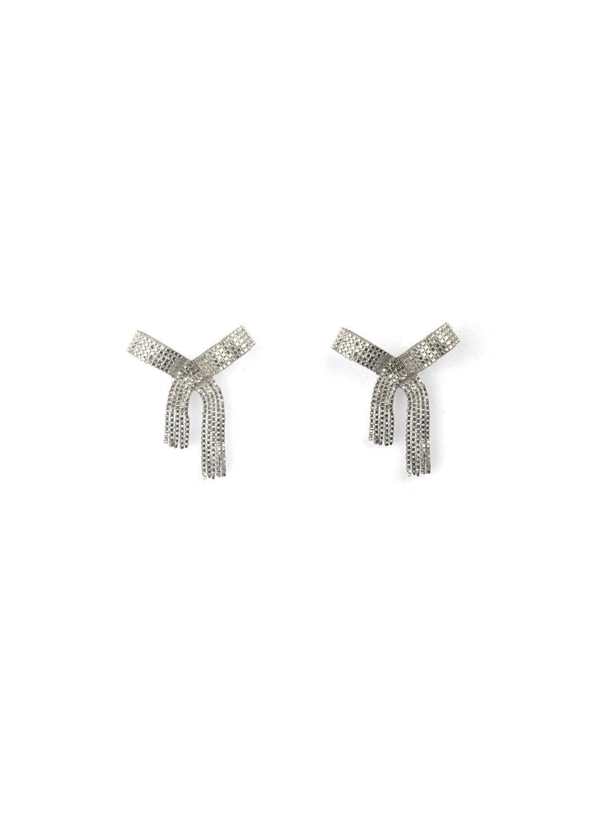 Earrings, Ribbon-bon Silver, Short - Martine Viergever