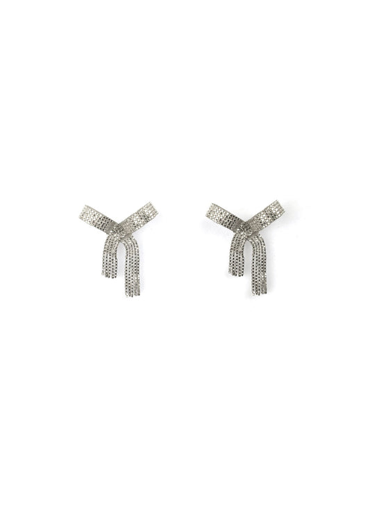 Earrings, Ribbon-bon Silver, Short - Martine Viergever