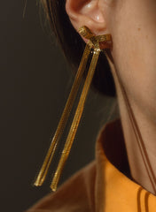 Oorbellen, Lint-bon Goud, Lang - Martine Viergever