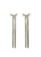 Earrings, Ribbon-bon Silver, Long - Martine Viergever