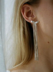 Oorbellen, Lint-bon Zilver, Lang - Martine Viergever