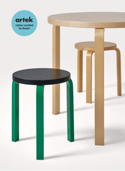 Stool 60, Legs David, Seat Black - Artek