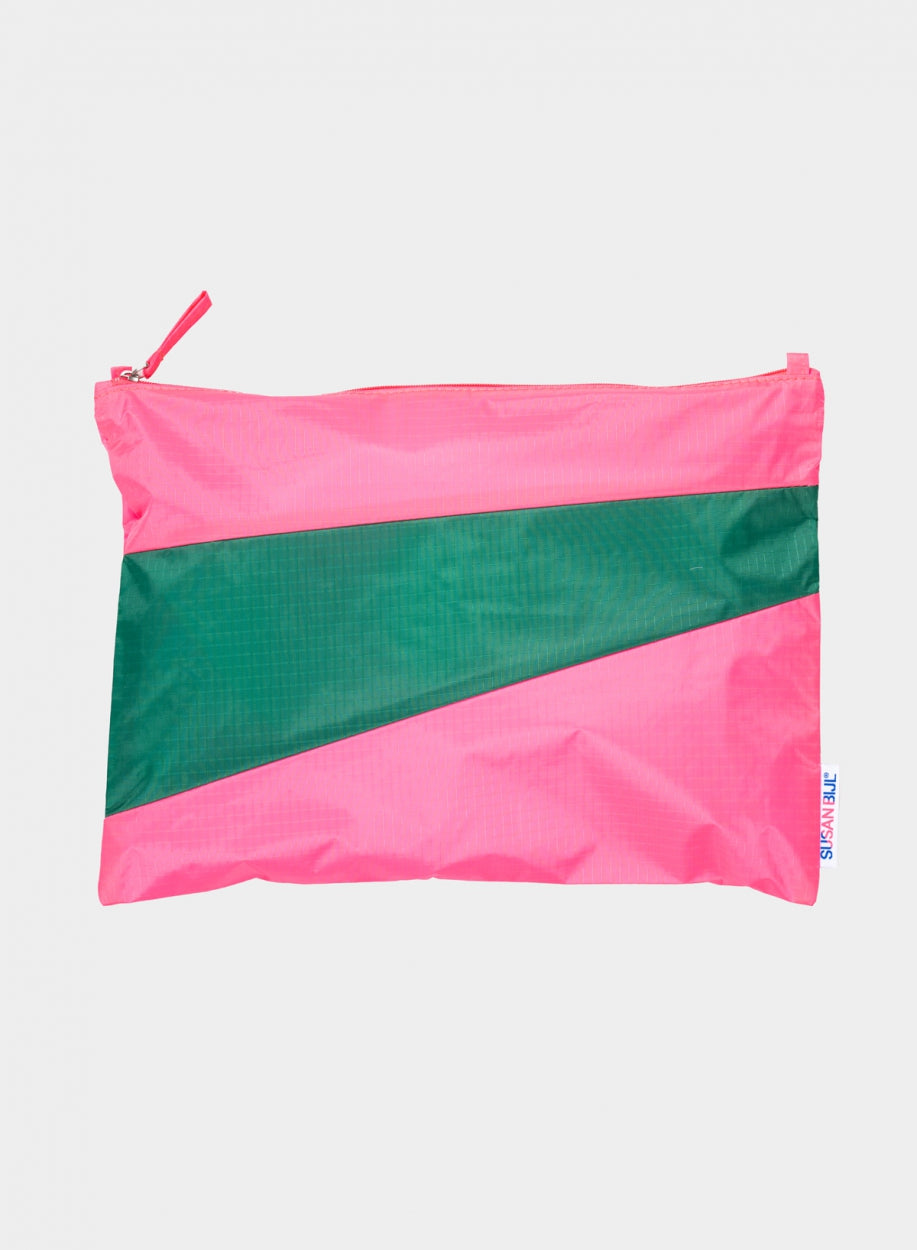 The New Pouch Fluo Pink & Seaweed Large