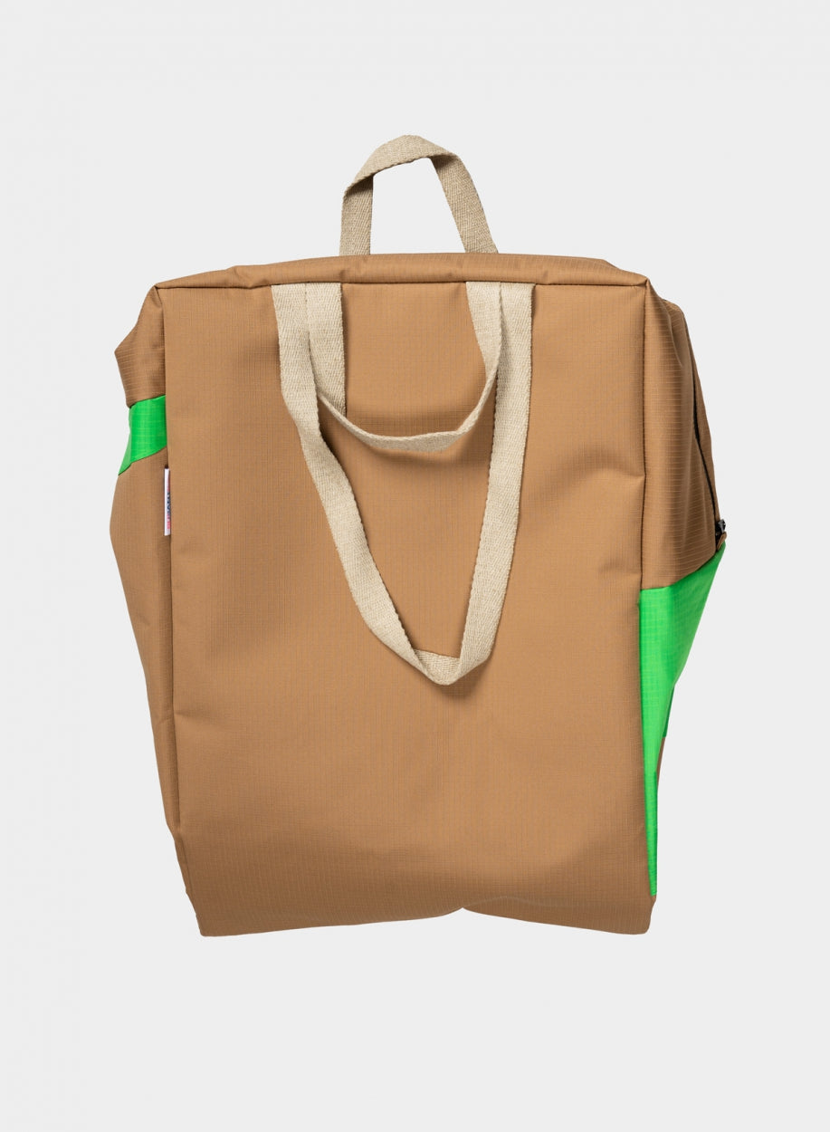 The New Tote Bag Camel & Greenscreen Large