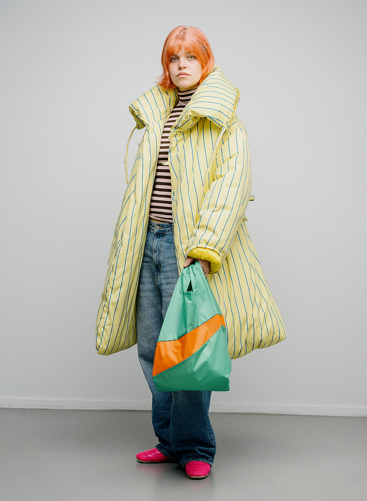 The New Shopping Bag Holly Green & Orange Medium