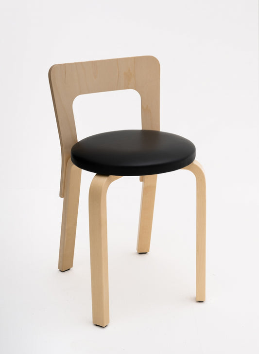 Chair 65, legs birch, seat black - Artek