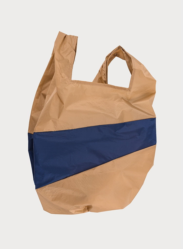The New Shopping Bag Camel & Navy Large